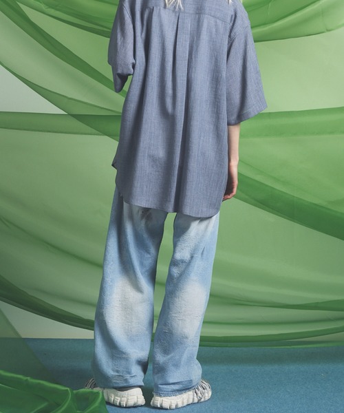 MAISON SPECIAL(メゾンスペシャル)の「《UNISEX》Destroy Damage Jacquard Prime-Wide Straight Denim/デストロイダメージジャガードプライムワイドストレートデニム【MAISON SPECIAL/メゾンスペシャル】(デニムパンツ・メンズ・ブラック/ライトブルー・0/1/2)」の10枚目の写真