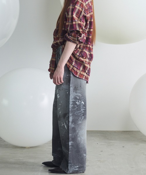 MAISON SPECIAL(メゾンスペシャル)の「《UNISEX》Destroy Damage Jacquard Prime-Wide Straight Denim/デストロイダメージジャガードプライムワイドストレートデニム【MAISON SPECIAL/メゾンスペシャル】(デニムパンツ・メンズ・ブラック/ライトブルー・0/1/2)」の13枚目の写真