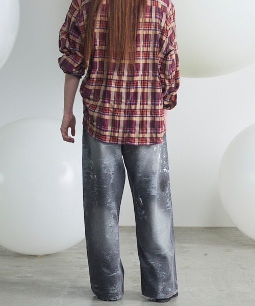 MAISON SPECIAL(メゾンスペシャル)の「《UNISEX》Destroy Damage Jacquard Prime-Wide Straight Denim/デストロイダメージジャガードプライムワイドストレートデニム【MAISON SPECIAL/メゾンスペシャル】(デニムパンツ・メンズ・ブラック/ライトブルー・0/1/2)」の14枚目の写真