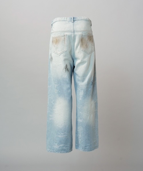 MAISON SPECIAL(メゾンスペシャル)の「《UNISEX》Destroy Damage Jacquard Prime-Wide Straight Denim/デストロイダメージジャガードプライムワイドストレートデニム【MAISON SPECIAL/メゾンスペシャル】(デニムパンツ・メンズ・ブラック/ライトブルー・0/1/2)」の18枚目の写真