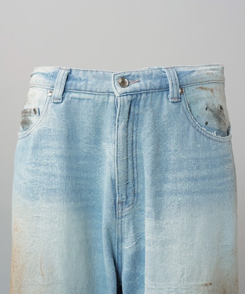 MAISON SPECIAL(メゾンスペシャル)の「《UNISEX》Destroy Damage Jacquard Prime-Wide Straight Denim/デストロイダメージジャガードプライムワイドストレートデニム【MAISON SPECIAL/メゾンスペシャル】(デニムパンツ・メンズ・ブラック/ライトブルー・0/1/2)」の19枚目の写真