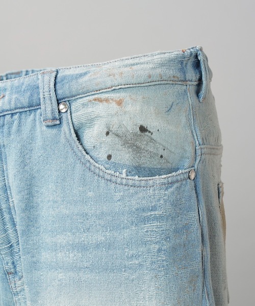 MAISON SPECIAL(メゾンスペシャル)の「《UNISEX》Destroy Damage Jacquard Prime-Wide Straight Denim/デストロイダメージジャガードプライムワイドストレートデニム【MAISON SPECIAL/メゾンスペシャル】(デニムパンツ・メンズ・ブラック/ライトブルー・0/1/2)」の20枚目の写真
