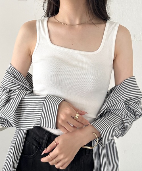 CLEA(クレア)の「前後2wayタンクトップインナー(タンクトップ・レディース・アイボリー/ブラック/ホワイト/カーキ/ブラウン/グレー・FREE)」の10枚目の写真