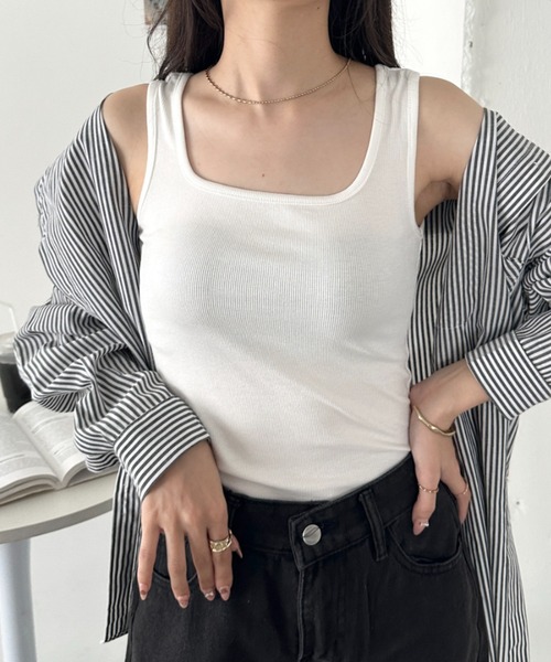 CLEA(クレア)の「前後2wayタンクトップインナー(タンクトップ・レディース・アイボリー/ブラック/ホワイト/カーキ/ブラウン/グレー・FREE)」の12枚目の写真