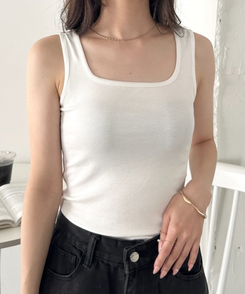 CLEA(クレア)の「前後2wayタンクトップインナー(タンクトップ・レディース・アイボリー/ブラック/ホワイト/カーキ/ブラウン/グレー・FREE)」の8枚目の写真