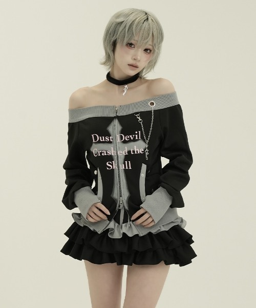 DustDevil(ダストデビル)の「『DustDevil/ダストデビル』Crash Off-Shoulder/オフショルトップス(その他トップス・レディース・ブラック/ホワイト・FREE)」の13枚目の写真