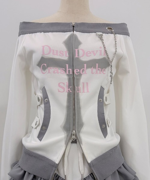 DustDevil(ダストデビル)の「『DustDevil/ダストデビル』Crash Off-Shoulder/オフショルトップス(その他トップス・レディース・ブラック/ホワイト・FREE)」の8枚目の写真