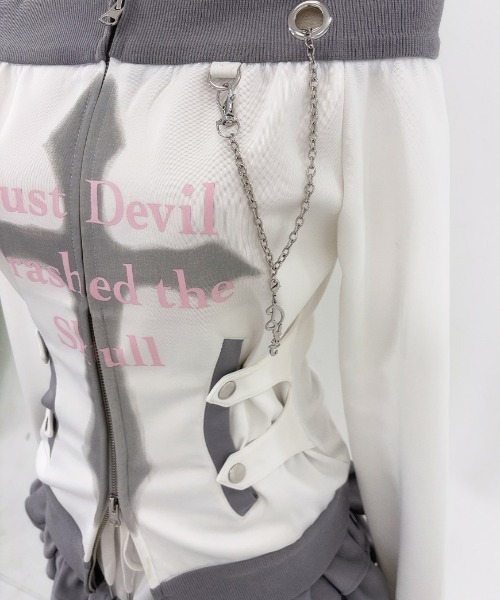 DustDevil(ダストデビル)の「『DustDevil/ダストデビル』Crash Off-Shoulder/オフショルトップス(その他トップス・レディース・ブラック/ホワイト・FREE)」の10枚目の写真