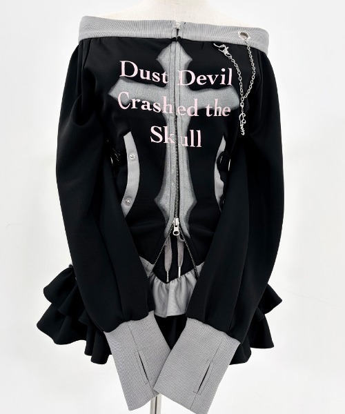 DustDevil(ダストデビル)の「『DustDevil/ダストデビル』Crash Off-Shoulder/オフショルトップス(その他トップス・レディース・ブラック/ホワイト・FREE)」の5枚目の写真