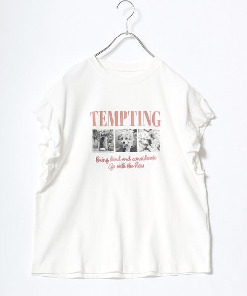 Salong hameu(サロン ハミュー)の「UVカット 接触冷感 袖フリル フロントプリントTシャツ/フレンチスリーブ カットソー(Tシャツ/カットソー・レディース・ホワイト系その他/ブラック/オフホワイト/チャコールグレー・M/L)」の7枚目の写真
