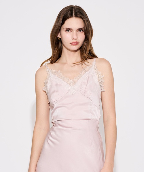 ME COUTURE(ミークチュール)の「アイラッシュレーストリムキャミソール(シャツ/ブラウス・レディース・ライトブルー/キナリ/ピンク/ブラウン・FREE)」の13枚目の写真