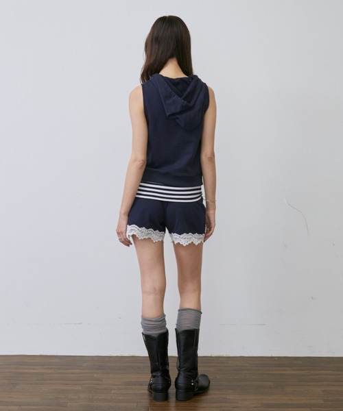 Rohwel(ローウェル)の「<Set-Up>Double Zip Gather Hoodie /<セットアップ対応>ダブルジップギャザーフーディー(パーカー・レディース・ネイビー/ブラック/グレー・FREE)」の4枚目の写真