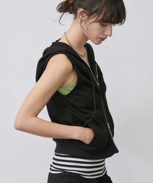 Rohwel(ローウェル)の「<Set-Up>Double Zip Gather Hoodie /<セットアップ対応>ダブルジップギャザーフーディー(パーカー・レディース・ネイビー/ブラック/グレー・FREE)」の7枚目の写真