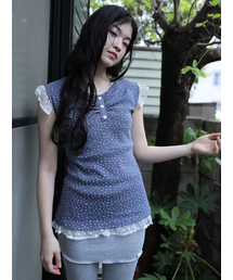 FLOWER LACE SLEEVELESS(BLUE)