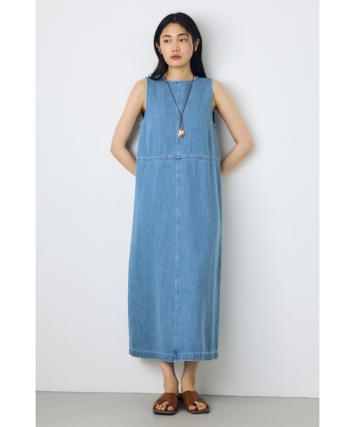 AZUL by moussy(アズールバイマウジー)の「【サイズ,身長別画像あり】甘撚りデニムワンピース 春服 夏服 ノースリーブ(ワンピース・レディース・ライトブルー/ワンウォッシュ・MEDIUM/SMALL)」の22枚目の写真