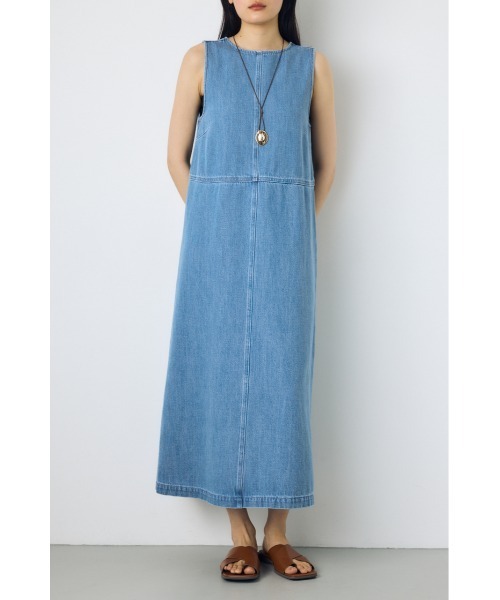 AZUL by moussy(アズールバイマウジー)の「【サイズ,身長別画像あり】甘撚りデニムワンピース 春服 夏服 ノースリーブ(ワンピース・レディース・ライトブルー/ワンウォッシュ・MEDIUM/SMALL)」の21枚目の写真