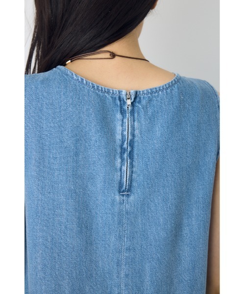 AZUL by moussy(アズールバイマウジー)の「【サイズ,身長別画像あり】甘撚りデニムワンピース 春服 夏服 ノースリーブ(ワンピース・レディース・ライトブルー/ワンウォッシュ・MEDIUM/SMALL)」の17枚目の写真