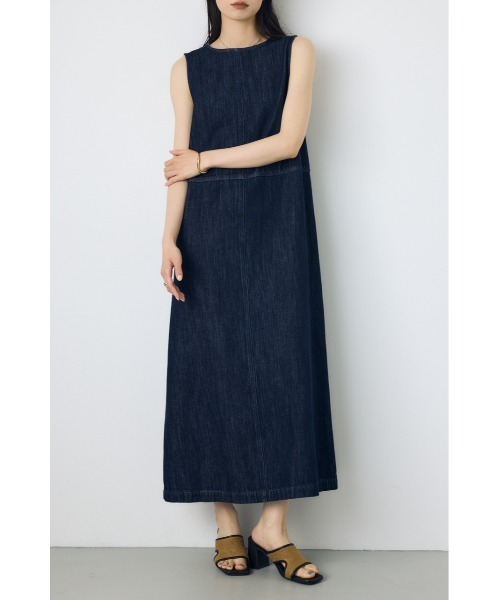 AZUL by moussy(アズールバイマウジー)の「【サイズ,身長別画像あり】甘撚りデニムワンピース 春服 夏服 ノースリーブ(ワンピース・レディース・ライトブルー/ワンウォッシュ・MEDIUM/SMALL)」の10枚目の写真