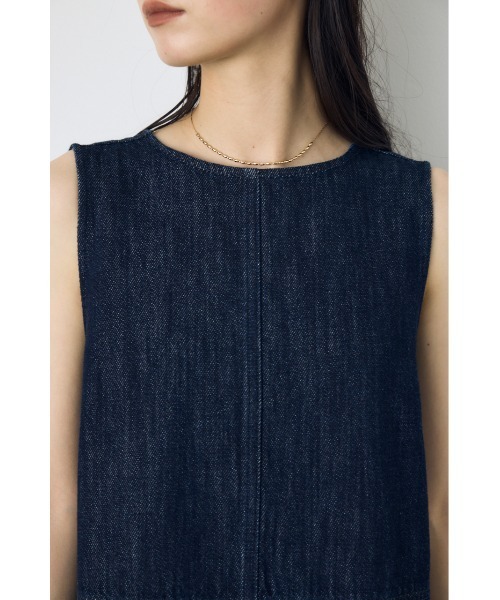 AZUL by moussy(アズールバイマウジー)の「【サイズ,身長別画像あり】甘撚りデニムワンピース 春服 夏服 ノースリーブ(ワンピース・レディース・ライトブルー/ワンウォッシュ・MEDIUM/SMALL)」の7枚目の写真
