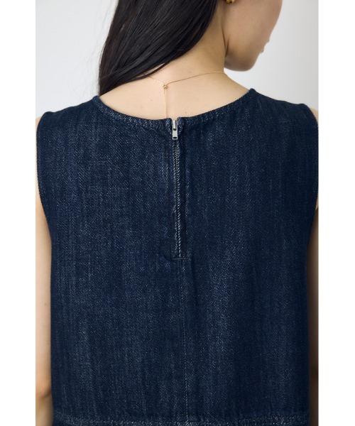 AZUL by moussy(アズールバイマウジー)の「【サイズ,身長別画像あり】甘撚りデニムワンピース 春服 夏服 ノースリーブ(ワンピース・レディース・ライトブルー/ワンウォッシュ・MEDIUM/SMALL)」の6枚目の写真
