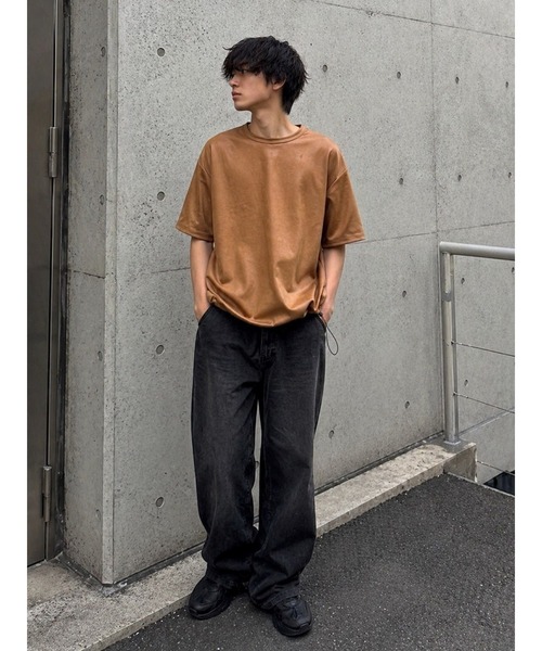 Bling Leads(ブリングリーズ)の「【Bls】 【ZM】【Bling Leads】フェイクレザ- ドローストリングTEE(Tシャツ/カットソー・メンズ・ブラック/ダークブラウン/ブラウン・LARGE)」の3枚目の写真