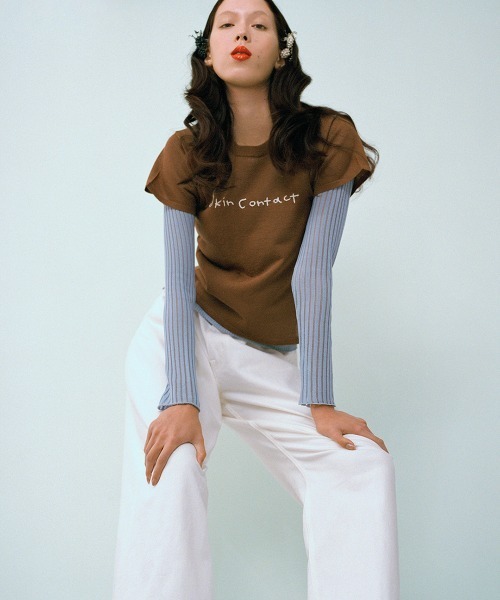 leinwande(ラインヴァンド)の「Skin Contact Knitted Tee / スキンコンタクトニットティー(Tシャツ/カットソー・レディース・M.Brn/LT.Gray/LT.Blue/White・ONE SIZE)」の17枚目の写真