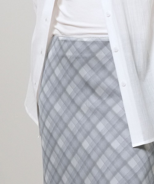 GENERAL IDEA（ジェネラルアイデア）の「【GENERAL IDEA】チェックシアーロングスカート / CHECK SHEER LONG SKIRT（スカート・レディース・グレー/カーキ/ピンク・S/L/M）」の7枚目の写真