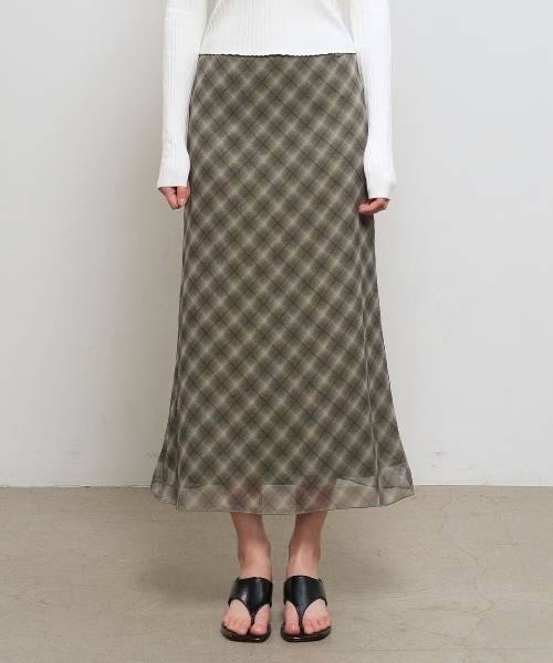 GENERAL IDEA（ジェネラルアイデア）の「【GENERAL IDEA】チェックシアーロングスカート / CHECK SHEER LONG SKIRT（スカート・レディース・グレー/カーキ/ピンク・S/L/M）」の11枚目の写真