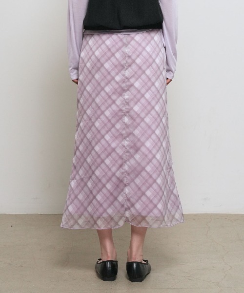 GENERAL IDEA（ジェネラルアイデア）の「【GENERAL IDEA】チェックシアーロングスカート / CHECK SHEER LONG SKIRT（スカート・レディース・グレー/カーキ/ピンク・S/L/M）」の19枚目の写真