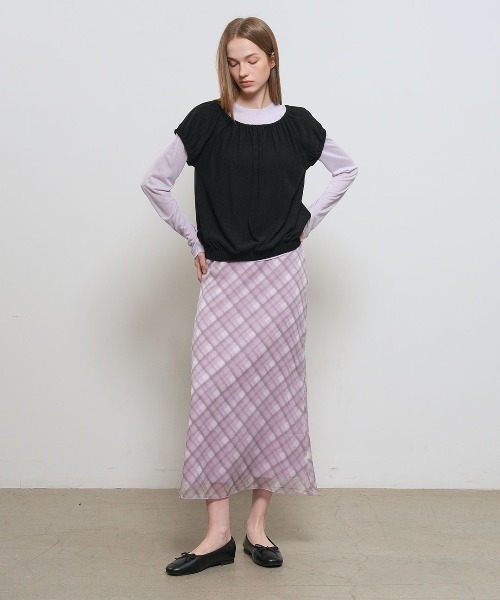 GENERAL IDEA（ジェネラルアイデア）の「【GENERAL IDEA】チェックシアーロングスカート / CHECK SHEER LONG SKIRT（スカート・レディース・グレー/カーキ/ピンク・S/L/M）」の21枚目の写真