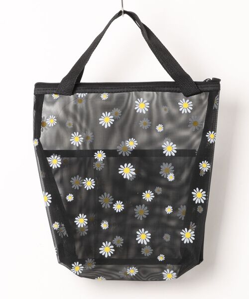 Mignonjour(ミニョンジュール)の「Mignonjour/デイジー柄メッシュバッグ M2943(トートバッグ・レディース・ベージュ/ブラック・FREE)」の8枚目の写真