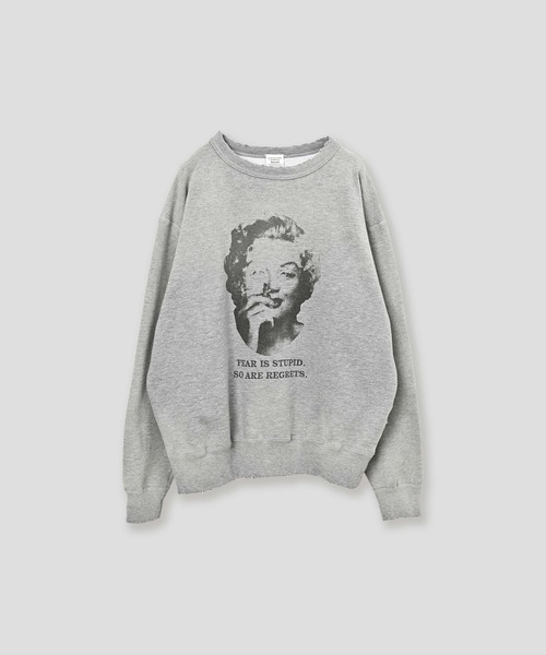 kha:ki（カーキ）の「「KHA:KI / カーキ」DAMAGE SWEAT SHIRT -My MUSE-（Tシャツ/カットソー・レディース・ネイビー/ピンク/ホワイト/ブラック/グレー・FREE）」の4枚目の写真