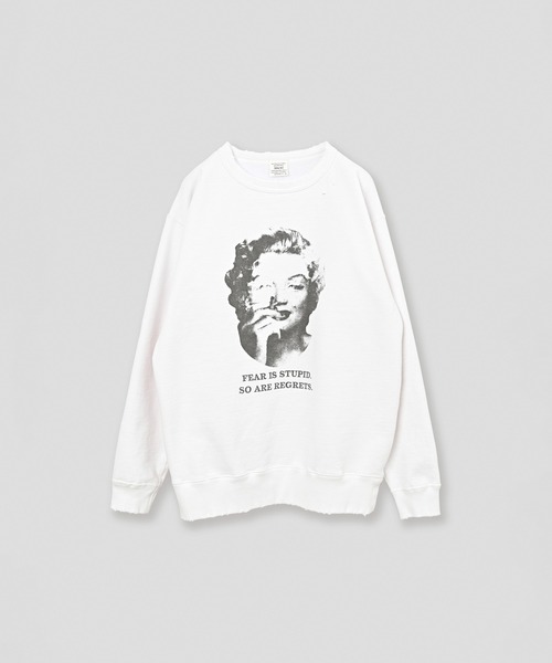 kha:ki（カーキ）の「「KHA:KI / カーキ」DAMAGE SWEAT SHIRT -My MUSE-（Tシャツ/カットソー・レディース・ネイビー/ピンク/ホワイト/ブラック/グレー・FREE）」の2枚目の写真
