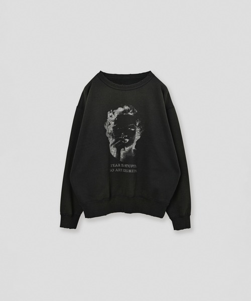 kha:ki（カーキ）の「「KHA:KI / カーキ」DAMAGE SWEAT SHIRT -My MUSE-（Tシャツ/カットソー・レディース・ネイビー/ピンク/ホワイト/ブラック/グレー・FREE）」の3枚目の写真