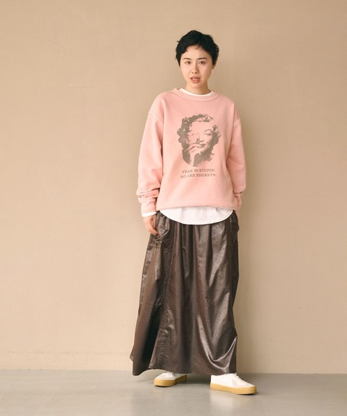 kha:ki（カーキ）の「「KHA:KI / カーキ」DAMAGE SWEAT SHIRT -My MUSE-（Tシャツ/カットソー・レディース・ネイビー/ピンク/ホワイト/ブラック/グレー・FREE）」の12枚目の写真