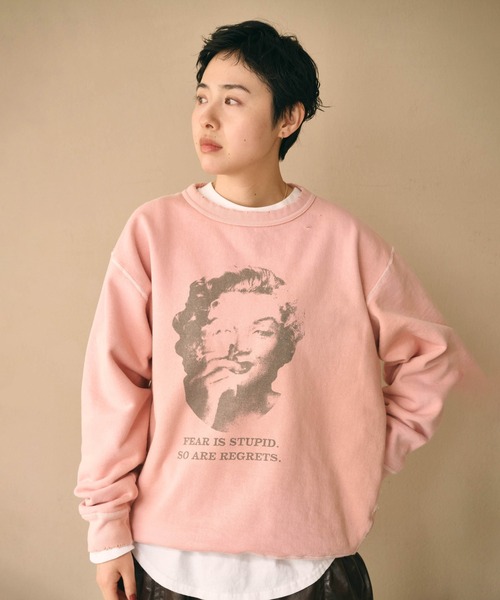 kha:ki（カーキ）の「「KHA:KI / カーキ」DAMAGE SWEAT SHIRT -My MUSE-（Tシャツ/カットソー・レディース・ネイビー/ピンク/ホワイト/ブラック/グレー・FREE）」の13枚目の写真