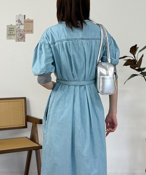 RCD(アールシーディー)の「デニム×リブコンビワンピース(ワンピース・レディース・ライトブルー/ワンウォッシュ・LL~3L/M-L/4L~5L)」の17枚目の写真