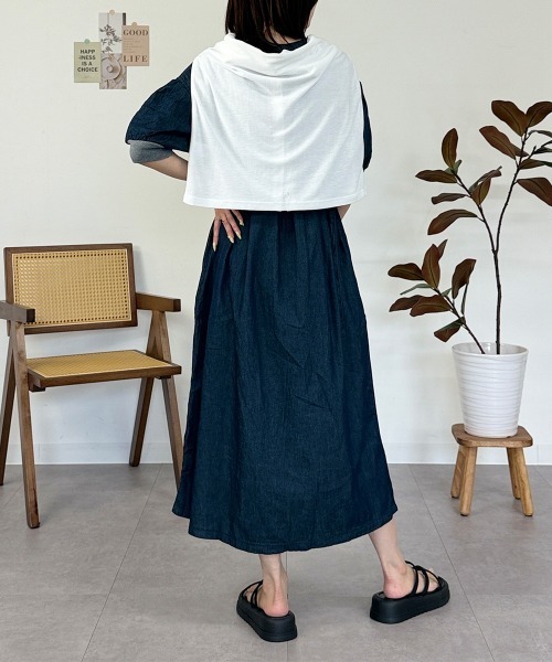 RCD(アールシーディー)の「デニム×リブコンビワンピース(ワンピース・レディース・ライトブルー/ワンウォッシュ・LL~3L/M-L/4L~5L)」の6枚目の写真
