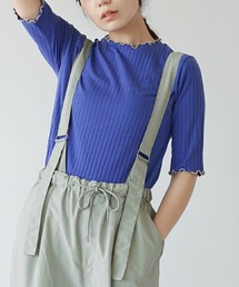 ハーフスリーブ リブカットソー