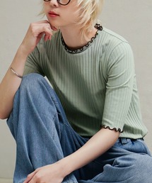 ハーフスリーブ リブカットソー