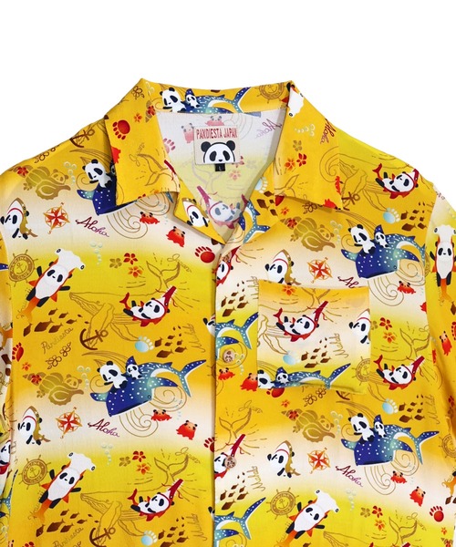 PANDIESTA（パンディエスタ）の「シャークパンダアロハシャツ(M2)（Tシャツ/カットソー・メンズ・イエロー/ネイビー/サックスブルー・M/L/XL/XXL）」の8枚目の写真