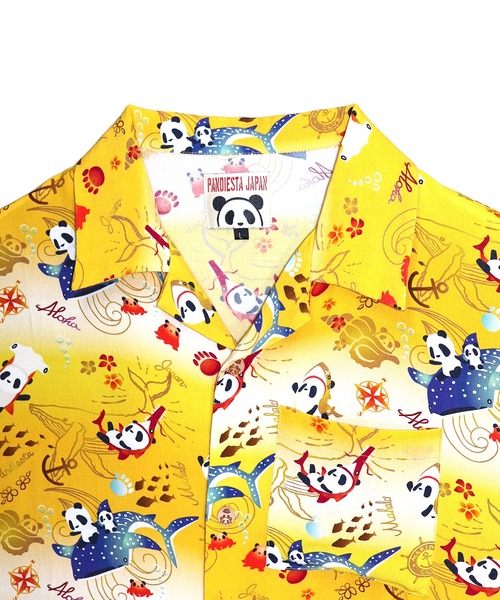 PANDIESTA（パンディエスタ）の「シャークパンダアロハシャツ(M2)（Tシャツ/カットソー・メンズ・イエロー/ネイビー/サックスブルー・M/L/XL/XXL）」の10枚目の写真