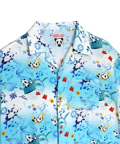 PANDIESTA（パンディエスタ）の「シャークパンダアロハシャツ(M2)（Tシャツ/カットソー・メンズ・イエロー/ネイビー/サックスブルー・M/L/XL/XXL）」の19枚目の写真