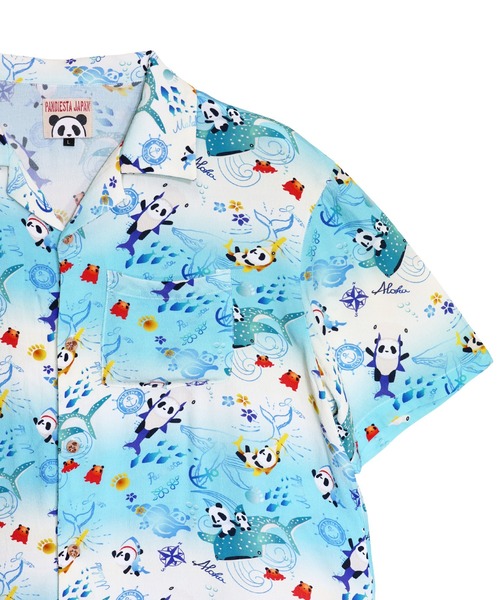 PANDIESTA（パンディエスタ）の「シャークパンダアロハシャツ(M2)（Tシャツ/カットソー・メンズ・イエロー/ネイビー/サックスブルー・M/L/XL/XXL）」の17枚目の写真
