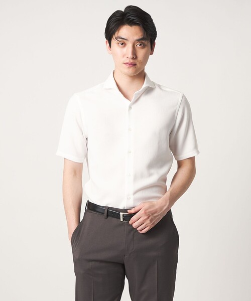 A DAY IN THE LIFE UNITED ARROWS(アデイインザライフユナイテッドアローズ)の「リネンライク スラブ ツイル カッタウェイカラーシャツ-吸水速乾-<A DAY IN THE LIFE>(シャツ/ブラウス・メンズ・ナチュラル/ロイヤルブルー/ホワイト・M/L/XL/S)」の4枚目の写真