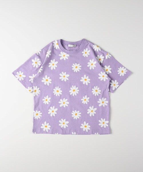 VIVIAN BLUE(ビビアンブルー)の「VIVIAN BLUE(ヴィヴィアンブルー)フラワー総柄Tシャツ(Tシャツ/カットソー・キッズ・ホワイト系3/パープル系1・11/12/13/14)」の3枚目の写真