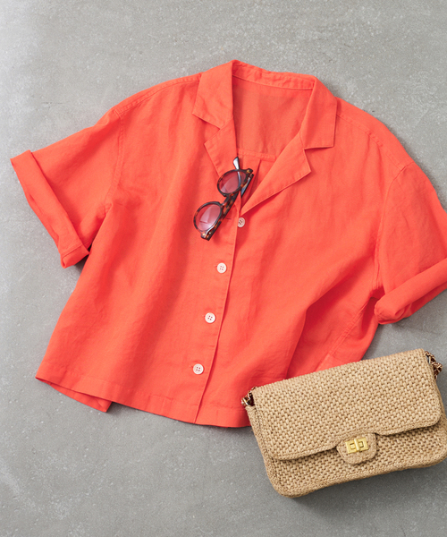 Cotton linen ramie panama‑shirt