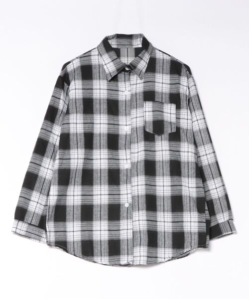 N.s(エヌドットエス)の「オーバーサイズ チェックネルシャツ ビッグシルエット 長袖シャツ(シャツ/ブラウス・レディース・ブラック/グリーン・FREE)」の6枚目の写真