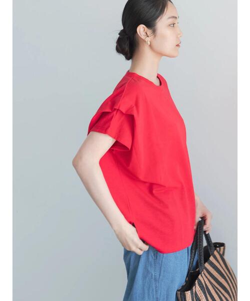 Te chichi(テチチ)の「【接触冷感】ショルダータックTシャツ(Tシャツ/カットソー・レディース・チャコールグレー/ブラウン/レッド/オフホワイト・F)」の17枚目の写真