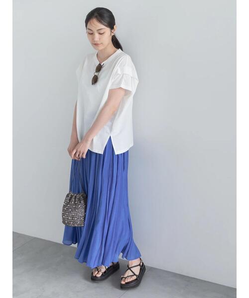Te chichi(テチチ)の「【接触冷感】ショルダータックTシャツ(Tシャツ/カットソー・レディース・チャコールグレー/ブラウン/レッド/オフホワイト・F)」の18枚目の写真